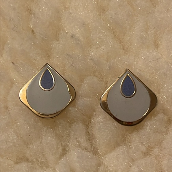 Samuel Huang Purple, Cream, & Gold Earrings - Picture 7 of 16